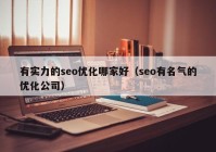 有实力的seo优化哪家好（seo有名气的优化公司）